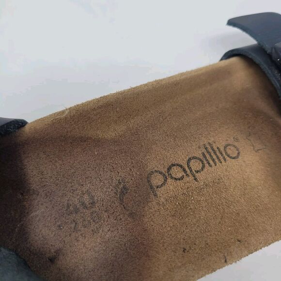 Birkenstock Papillio Sandals Womens EU40 US9.5 Soley Black Leather Wedge Buckles - Picture 10 of 13